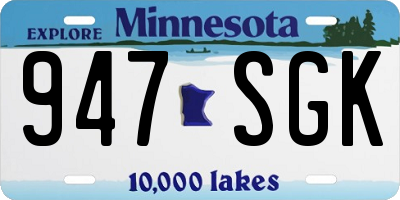 MN license plate 947SGK