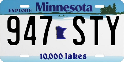 MN license plate 947STY