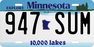 MN license plate 947SUM