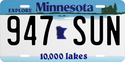 MN license plate 947SUN