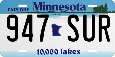 MN license plate 947SUR