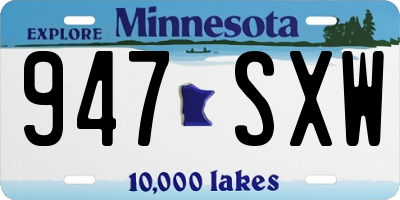 MN license plate 947SXW