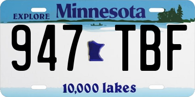 MN license plate 947TBF