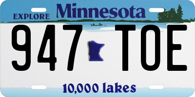MN license plate 947TOE