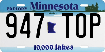 MN license plate 947TOP