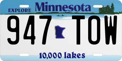 MN license plate 947TOW