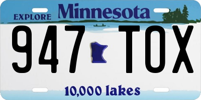 MN license plate 947TOX