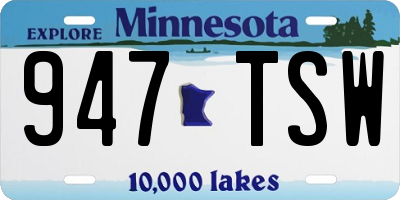 MN license plate 947TSW