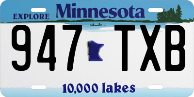 MN license plate 947TXB