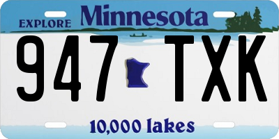 MN license plate 947TXK