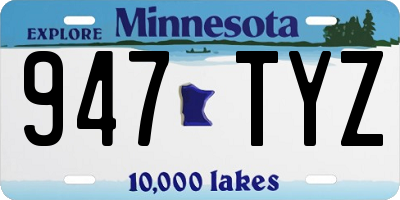 MN license plate 947TYZ