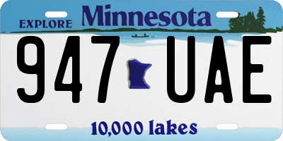 MN license plate 947UAE