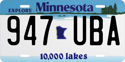 MN license plate 947UBA