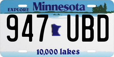 MN license plate 947UBD