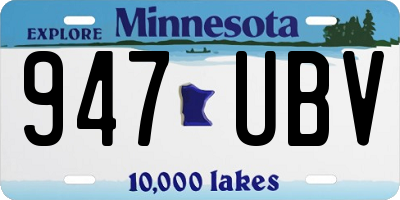 MN license plate 947UBV
