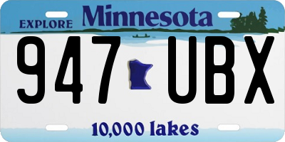 MN license plate 947UBX