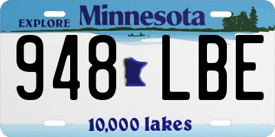 MN license plate 948LBE