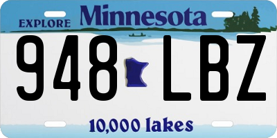 MN license plate 948LBZ