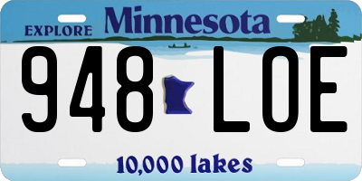 MN license plate 948LOE