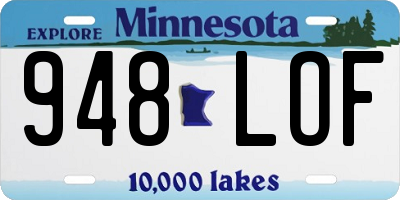 MN license plate 948LOF