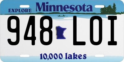 MN license plate 948LOI