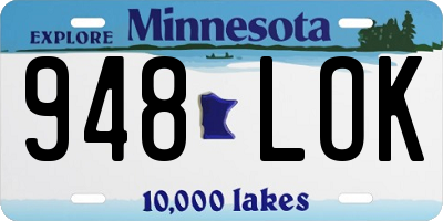 MN license plate 948LOK