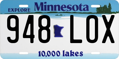 MN license plate 948LOX