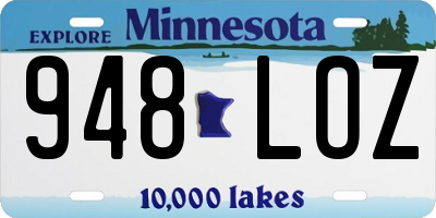 MN license plate 948LOZ
