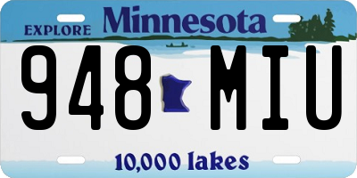 MN license plate 948MIU