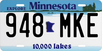 MN license plate 948MKE