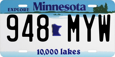 MN license plate 948MYW