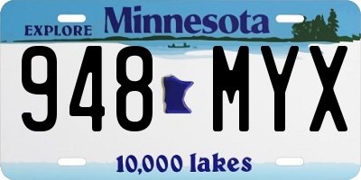 MN license plate 948MYX