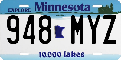 MN license plate 948MYZ