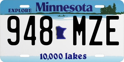 MN license plate 948MZE