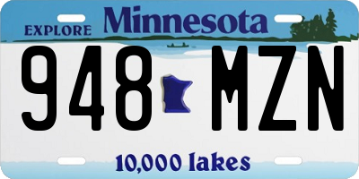 MN license plate 948MZN