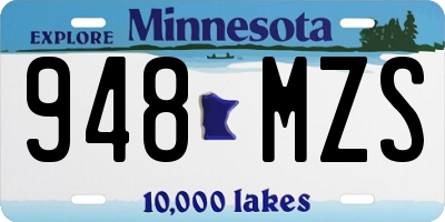 MN license plate 948MZS