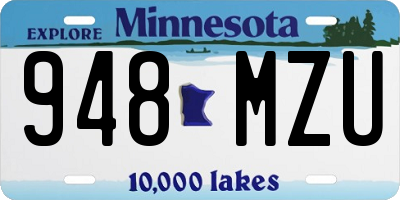 MN license plate 948MZU