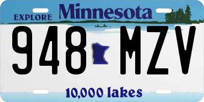MN license plate 948MZV