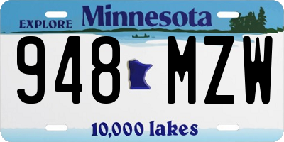 MN license plate 948MZW