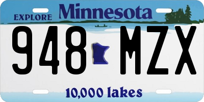 MN license plate 948MZX