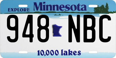 MN license plate 948NBC