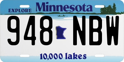 MN license plate 948NBW