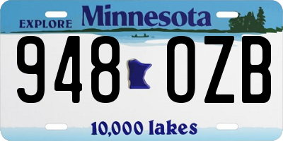 MN license plate 948OZB
