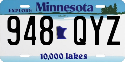 MN license plate 948QYZ