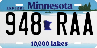 MN license plate 948RAA