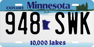MN license plate 948SWK
