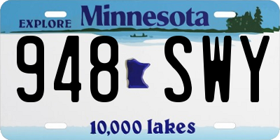 MN license plate 948SWY