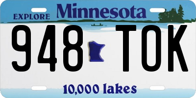 MN license plate 948TOK