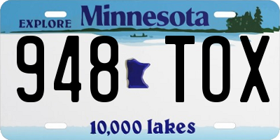 MN license plate 948TOX
