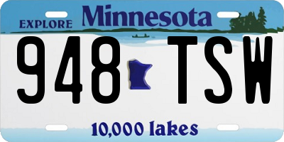 MN license plate 948TSW